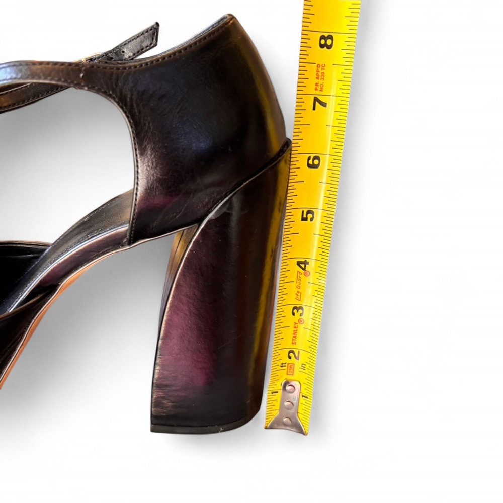 Vince Camuto Grelena Platform Block Heel Pumps Black Leather Ankle Strap Size 11 - Picture 5 of 11